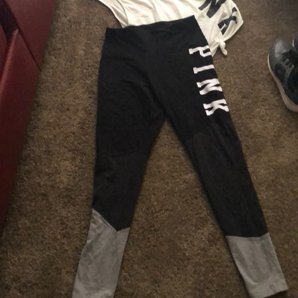 Black/ gray VIctoria leggings PINK